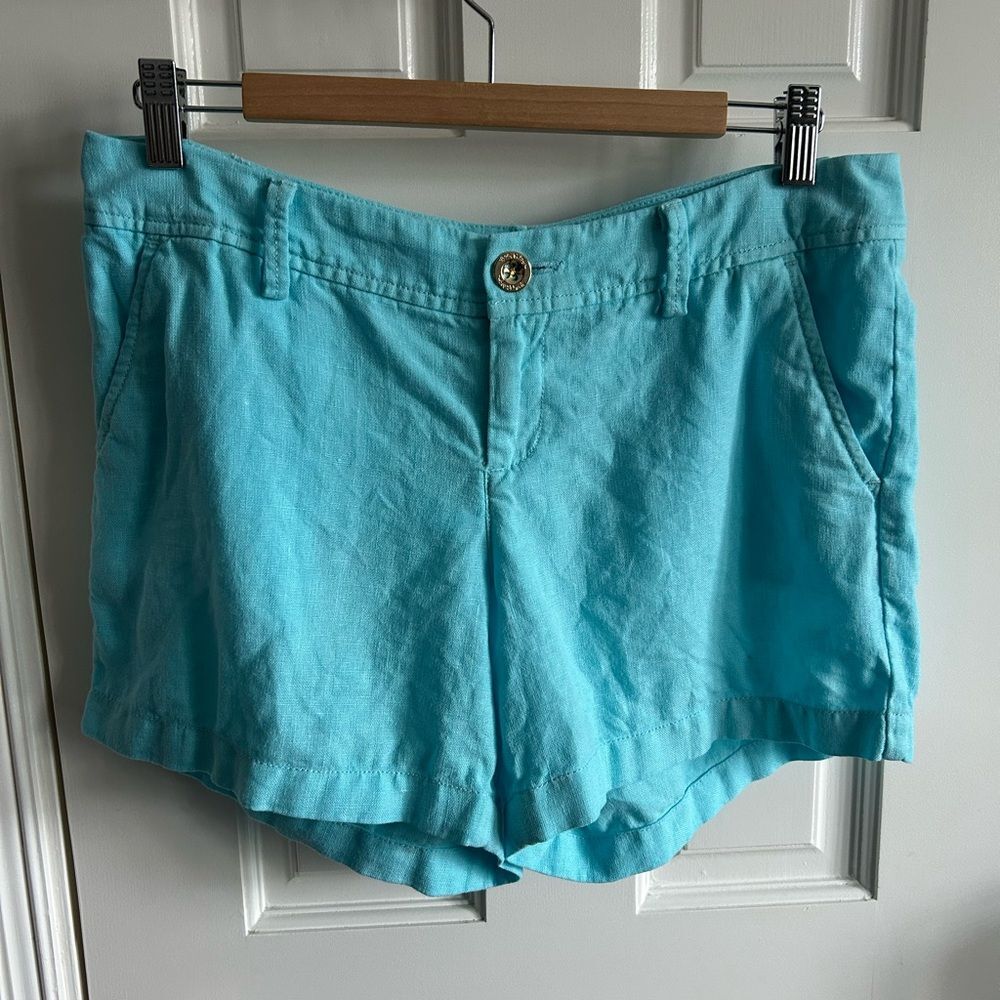 Lilly Pulitzer The Calla Short Linen Blue Shorts - Size 8‎ 4.5” Inseam